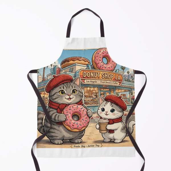 Item preview, Freda and Junior Donut Shop LA - Kawaii California Coffee Cats designed and sold by MAISON SYLVIE.