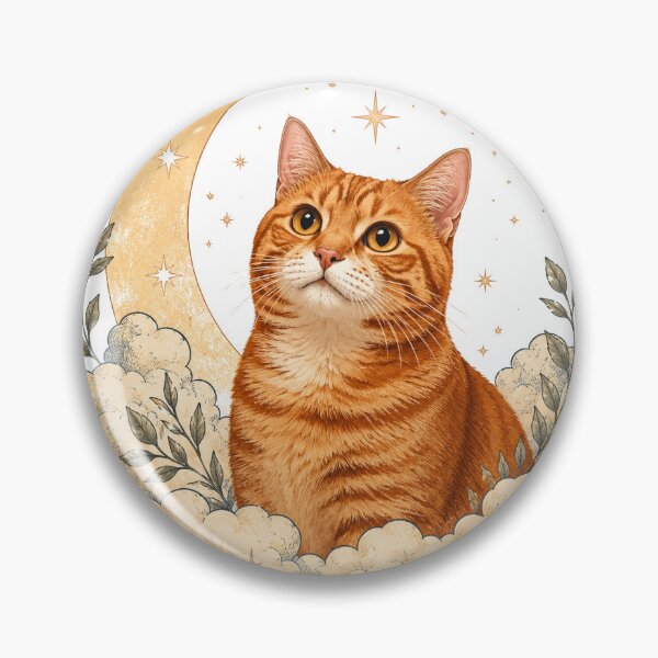 Item preview, Orange Tabby Cat Under Crescent Moon designed and sold by Luciceyiduj.