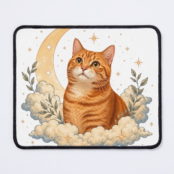 Item preview, Orange Tabby Cat Under Crescent Moon designed and sold by Luciceyiduj.