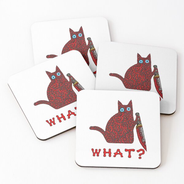 Item preview, Surreal Cat With Knife WHAT Funny Cat Art designed and sold by Dmo3HarkoArt.