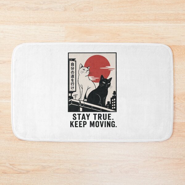Item preview, Stay True Keep Moving Japanese Cat Poster designed and sold by Mystic & Celestial Art.