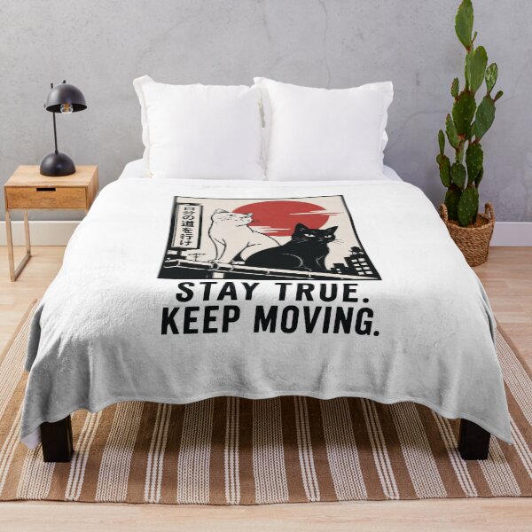 Item preview, Stay True Keep Moving Japanese Cat Poster designed and sold by Mystic & Celestial Art.