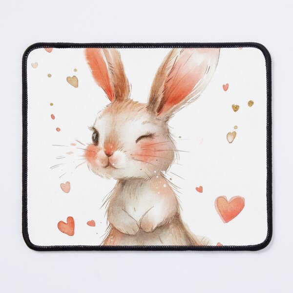 Item preview, Cute Winking Bunny with Hearts Watercolor Illustration designed and sold by KLSRAJ.