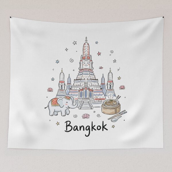 Item preview, Cute Wat Arun Bangkok Doodle Art designed and sold by RamyGallery.