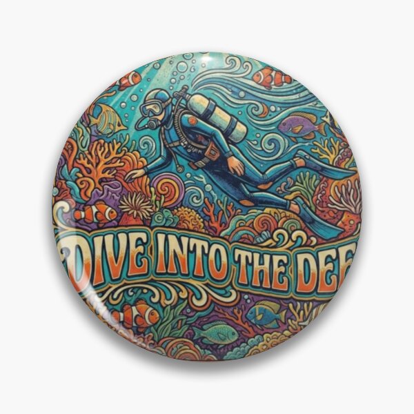 Item preview, Dive Into The Deep Retro Scuba Poster  designed and sold by Skyrocketz.