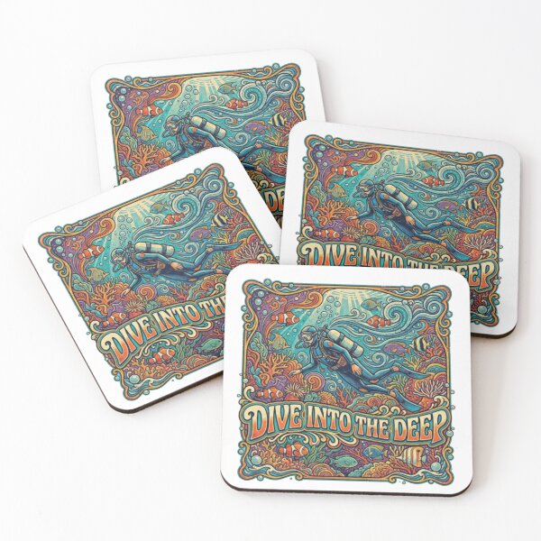 Item preview, Dive Into The Deep Retro Scuba Poster  designed and sold by Skyrocketz.