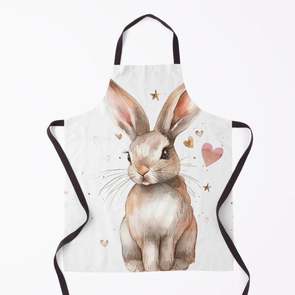 Item preview, Adorable Sitting Bunny with Stars and Hearts Watercolor Art designed and sold by KLSRAJ.