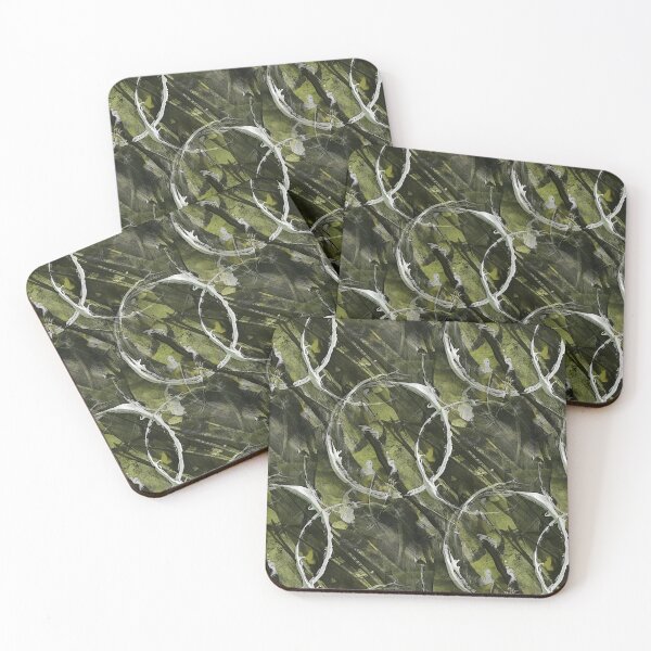 Item preview, White Circle Grunge Pattern on Green designed and sold by Artistestella.