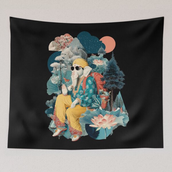 Item preview, Cool Seated Hiking Elephant Backpacking Mountain Lotus Papercut Art designed and sold by PANNARUK THAILAND.