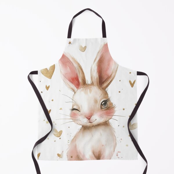 Item preview, Cute Winking Bunny with Golden Hearts Watercolor Art designed and sold by KLSRAJ.