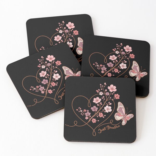Item preview, Just Breathe | Cherry Blossom, Butterfly and Love Heart | Inspirational Relaxing Floral Boho designed and sold by Made by Tamar.