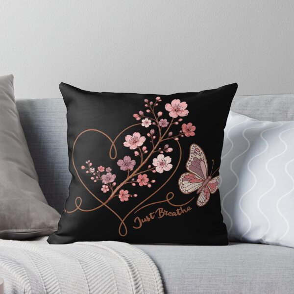 Item preview, Just Breathe | Cherry Blossom, Butterfly and Love Heart | Inspirational Relaxing Floral Boho designed and sold by Made by Tamar.