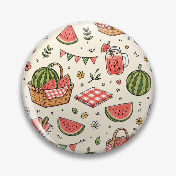 Item preview, Watermelon Picnic Doodles Cute Summer Fruit Pattern designed and sold by RJACreative.