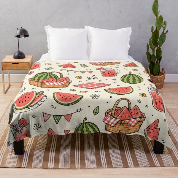 Item preview, Watermelon Picnic Doodles Cute Summer Fruit Pattern designed and sold by RJACreative.