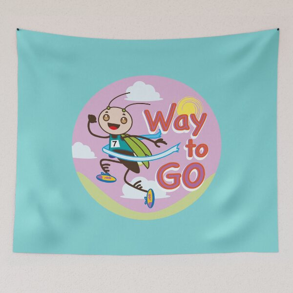 Item preview, Cute Grasshopper with Way to Go letters designed and sold by Konopikyu.