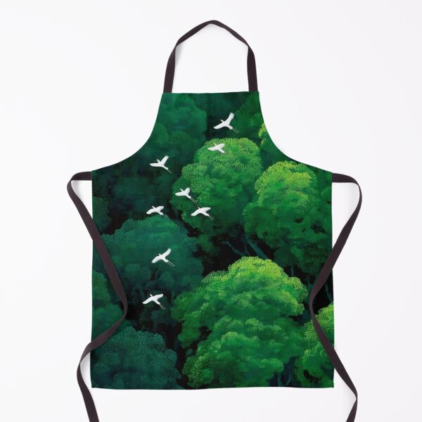 Item preview, White Birds Flying Over Emerald Forest - Nature Landscape Illustration designed and sold by Billy Morfo™.