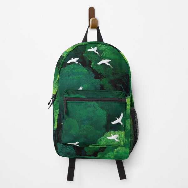 Item preview, White Birds Flying Over Emerald Forest - Nature Landscape Illustration designed and sold by Billy Morfo™.