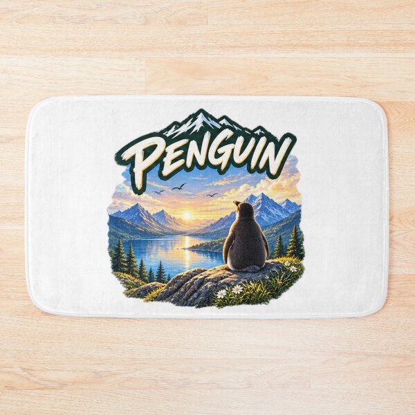 Item preview, Penguin Sunset Wilderness Lake - Scenic Nature Mountain Adventure Art designed and sold by NeO² Studio.