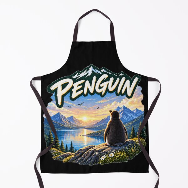 Item preview, Penguin Sunset Wilderness Lake - Scenic Nature Mountain Adventure Art designed and sold by NeO² Studio.