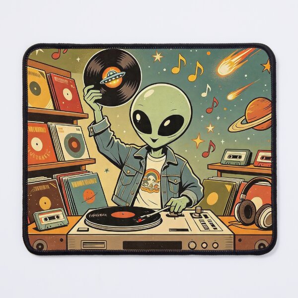 Item preview, Spin The Unknown Alien DJ Vinyl Poster designed and sold by NatalieJeans.
