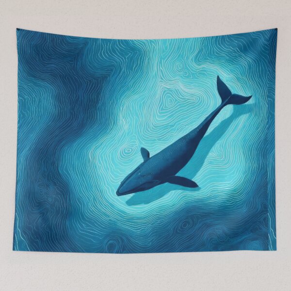 Item preview, Deep Blue Whale Topographic - Ocean Waves & Line Art Illustration designed and sold by Billy Morfo™.