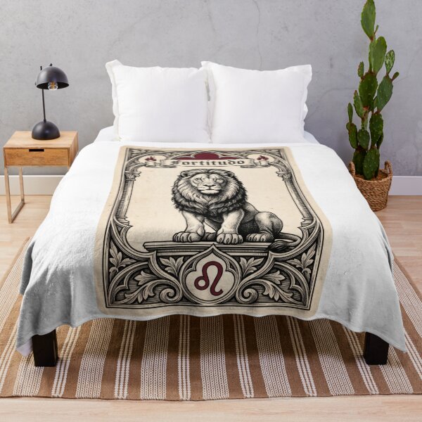 Item preview, Leo Tarot Card Vintage Engraved Lion Fortitudo designed and sold by Osmose-Studio ⭐⭐⭐⭐⭐.