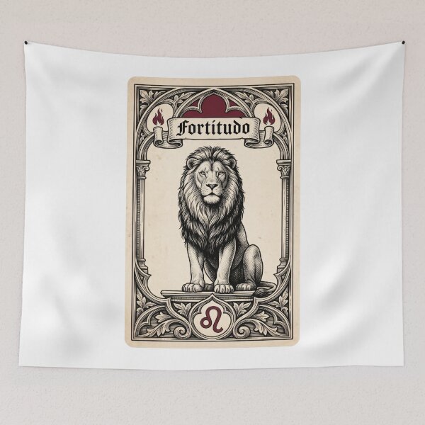 Item preview, Leo Tarot Card Vintage Engraved Lion Fortitudo designed and sold by Osmose-Studio ⭐⭐⭐⭐⭐.