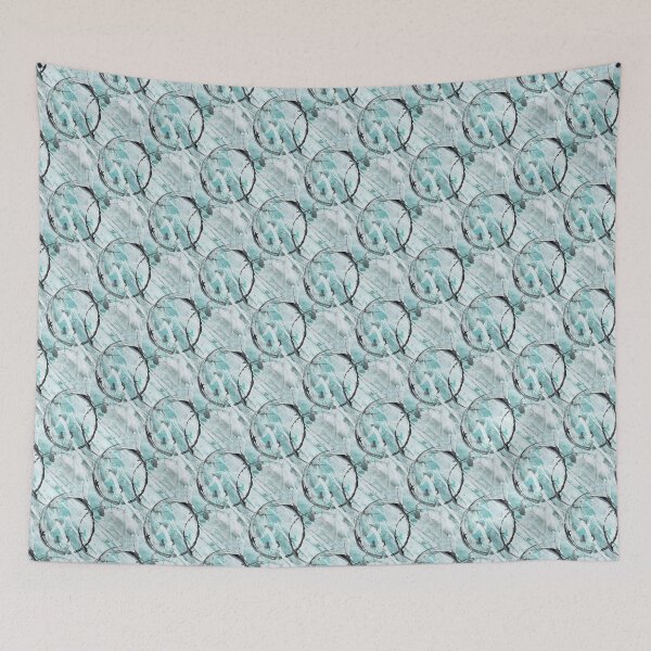 Item preview, Black Circle Grunge Pattern on Aquamarine designed and sold by Artistestella.
