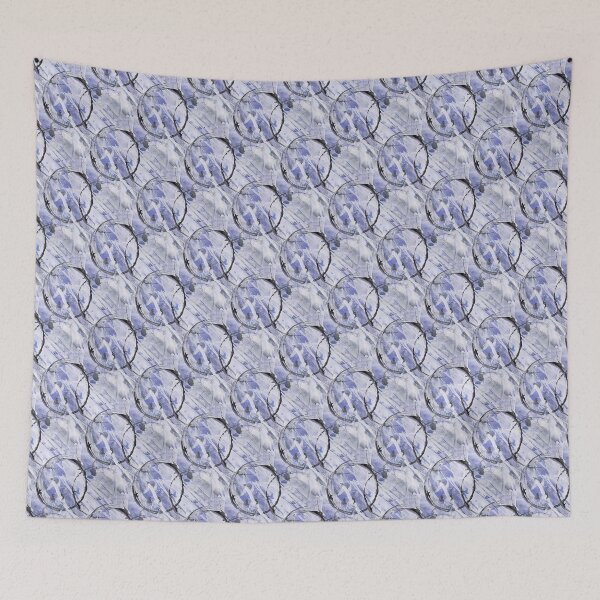 Item preview, Black Circle Grunge Pattern on Blue designed and sold by Artistestella.