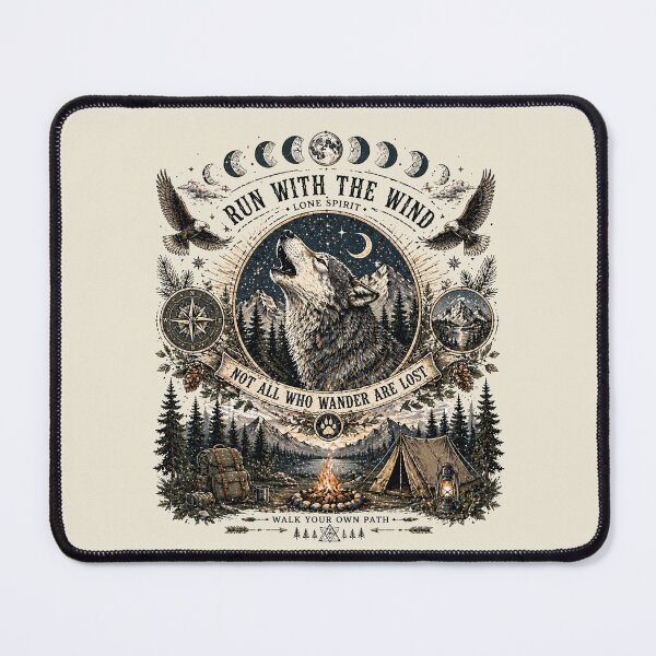Item preview, Retro Lone Spirit Wolf Camping Aesthetic Art designed and sold by Skyrocketz.