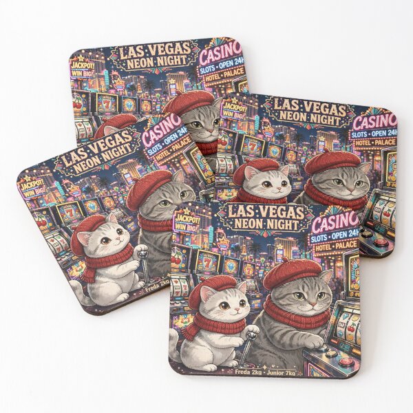 Item preview, Freda and Junior Las Vegas Neon Night - Kawaii Casino Cats designed and sold by MAISON SYLVIE.