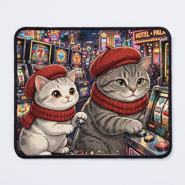 Item preview, Freda and Junior Las Vegas Neon Night - Kawaii Casino Cats designed and sold by MAISON SYLVIE.