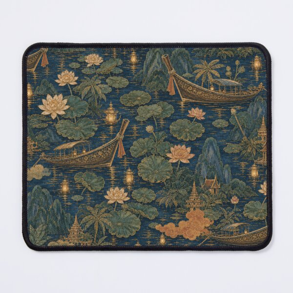 Item preview, Thai River Lotus Seamless Pattern designed and sold by Thanat Pattern Studio.