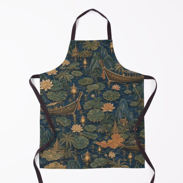 Item preview, Thai River Lotus Seamless Pattern designed and sold by Thanat Pattern Studio.