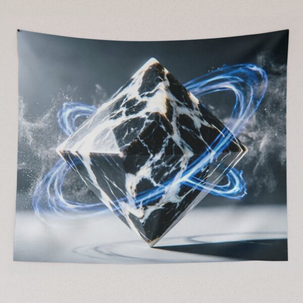 Item preview, Black Cube Blue Energy Orbit designed and sold by IntelliMindDesigns.