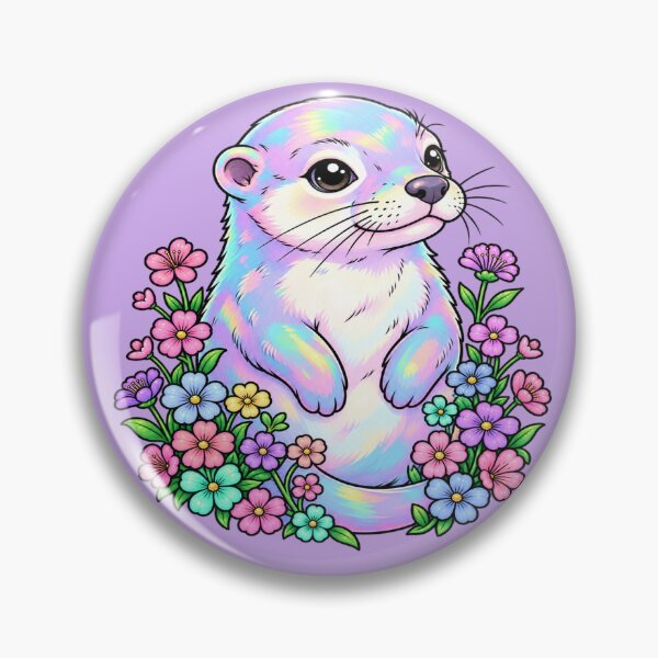 Item preview, Pastel Rainbow Otter with Flowers designed and sold by Hari Arts.