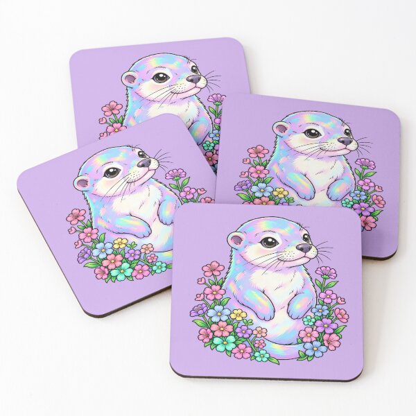 Item preview, Pastel Rainbow Otter with Flowers designed and sold by Hari Arts.
