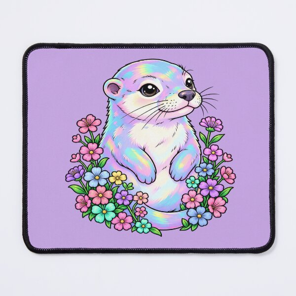 Item preview, Pastel Rainbow Otter with Flowers designed and sold by Hari Arts.