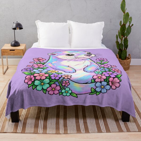 Item preview, Pastel Rainbow Otter with Flowers designed and sold by Hari Arts.