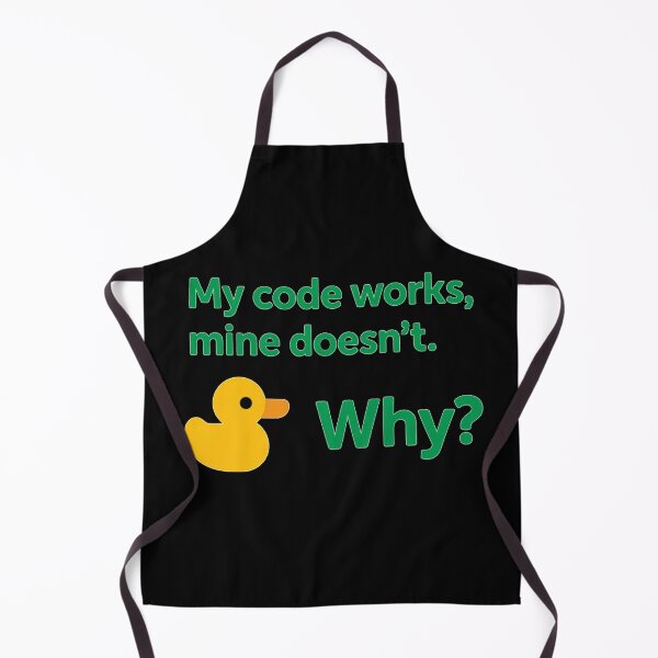 Item preview, Funny Programmer Design: Rubber Duck Debugging Quote 'My Code Works, Mine Doesn't — Why?' designed and sold by KanDa-Shop.
