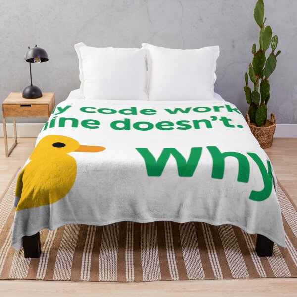 Item preview, Funny Programmer Design: Rubber Duck Debugging Quote 'My Code Works, Mine Doesn't — Why?' designed and sold by KanDa-Shop.