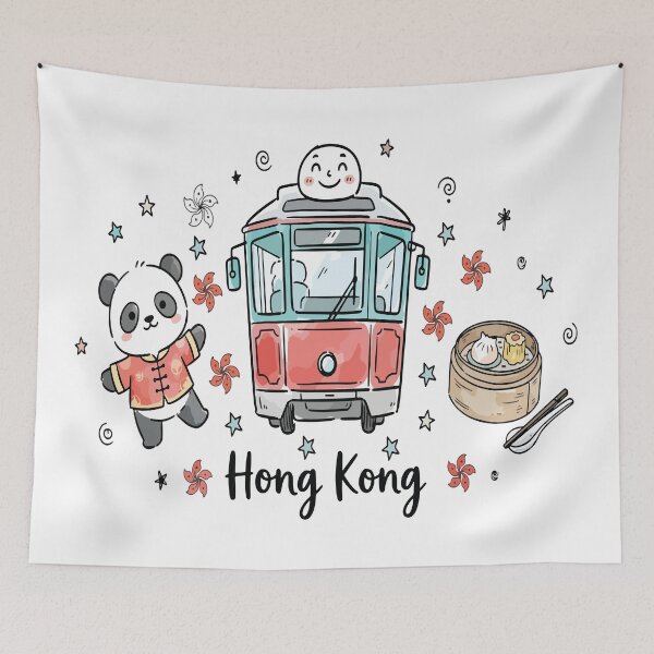 Item preview, Cute Hong Kong Tram Doodle Art designed and sold by RamyGallery.