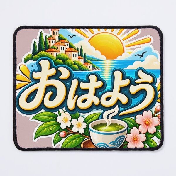 Item preview, Ohayou Japanese Good Morning – Sunrise & Tea Design designed and sold by MindForgeDesign.