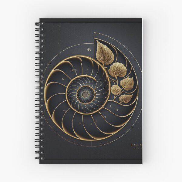 Item preview, Elegant Gold Nautilus Golden Ratio Spiral on Black designed and sold by RAGANADesign.