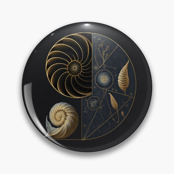 Item preview, Golden Ratio Nautilus Diagram in Gold and Navy designed and sold by RAGANADesign.