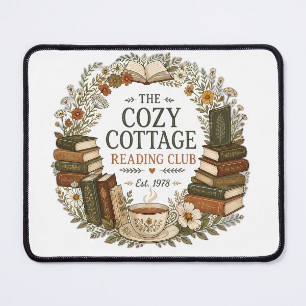 Item preview, The Cozy Cottage Reading Club - Vintage Book & Floral Wreath designed and sold by Swizzy2vore.