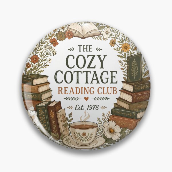 Item preview, The Cozy Cottage Reading Club - Vintage Book & Floral Wreath designed and sold by Swizzy2vore.