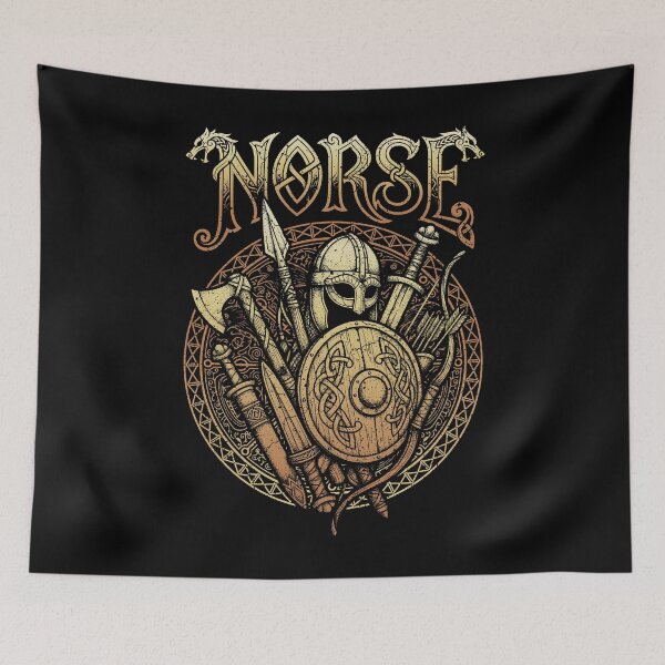 Item preview, Norse Mythology Viking Warrior Weapons Vintage Runes designed and sold by GrandeDuc.