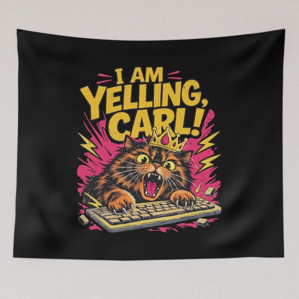 Item preview, Furious King Cat Yelling at Computer Input Device designed and sold by Loopdrawings.