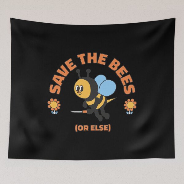 Item preview, Save The Bees Or Else Cartoon With Knife designed and sold by Loopdrawings.